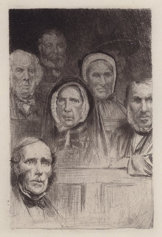 Catadores de sermones (grabado) de William Brassey (after) Hole
