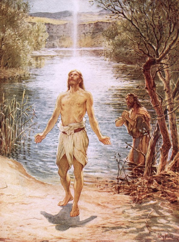 Cristo bautizado por Juan el Bautista de William Brassey Hole