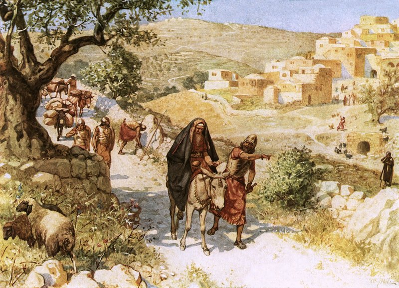 David, huyendo de Jerusalén, es maldecido por Simei de William Brassey Hole