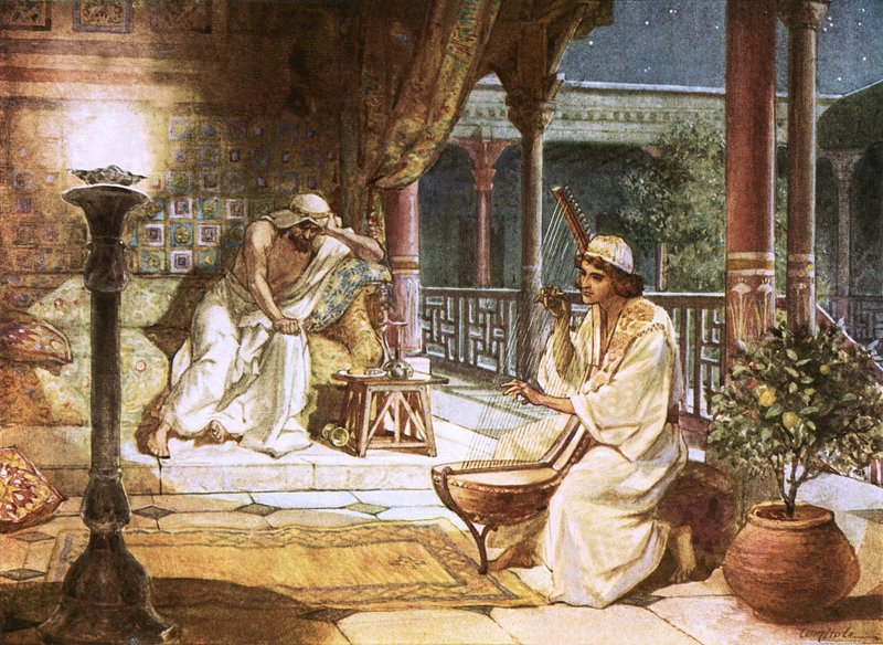David tocando el arpa ante Saúl de William Brassey Hole