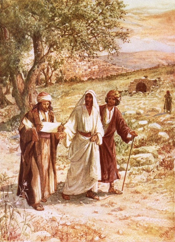Aparición de Jesús a dos discípulos en el camino de Emaús de William Brassey Hole