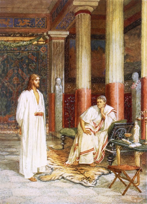 Jesús siendo entrevistado en privado por Poncio Pilato de William Brassey Hole