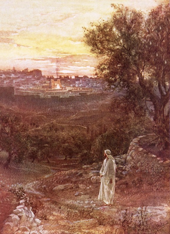 Jesús en el monte de los Olivos de William Brassey Hole