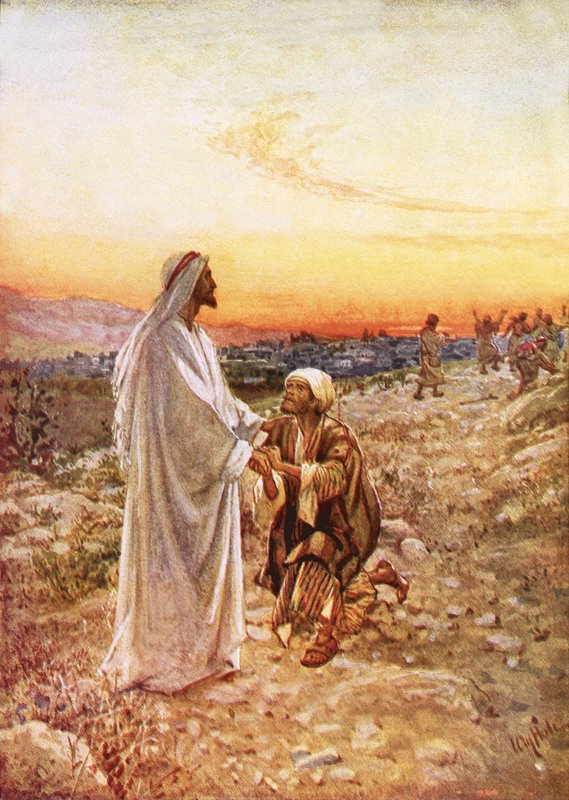 Jesús con el único leproso que regresó para dar gracias de William Brassey Hole
