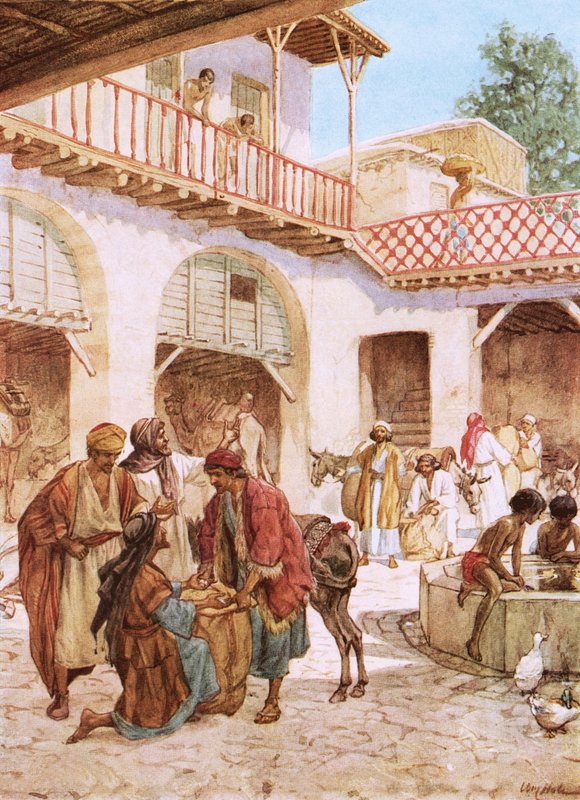 Los hermanos de José en la posada. El dinero de cada hombre en su saco de William Brassey Hole