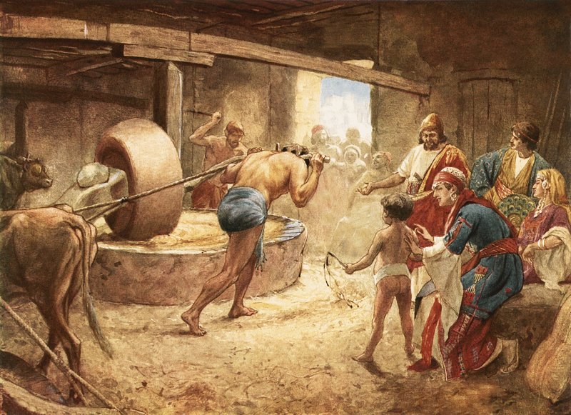 Sansón moliendo en la prisión en Gaza de William Brassey Hole