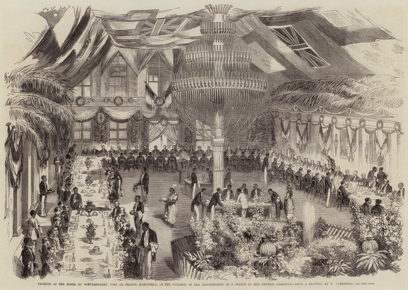 Banquete en el Hotel du Gouvernement, Fort de France, Martinica, con motivo de la inauguración de una estatua a la Emperatriz Josefina de William Carpenter
