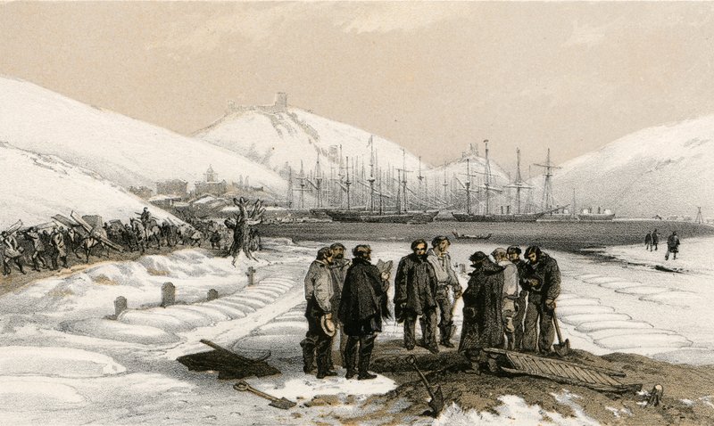 Tumbas en la cabecera del puerto en Balaklava de William Crimea Simpson