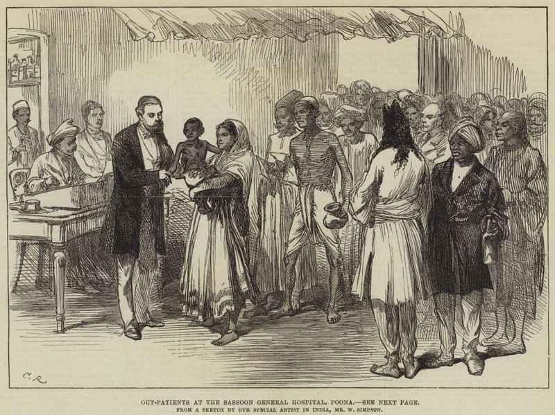 Pacientes externos en el Hospital General Sassoon, Poona de William Crimea Simpson