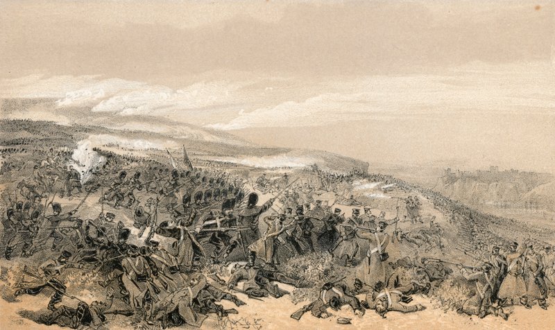 Segunda carga de los Guardias, cuando retomaron la batería de dos cañones en la batalla de Inkermann de William Crimea Simpson