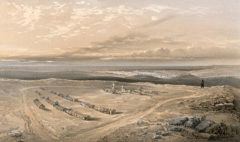 Las tumbas en el fuerte en la colina de Cathcart, de los oficiales de la 4ª División que cayeron en Inkermann de William Crimea Simpson