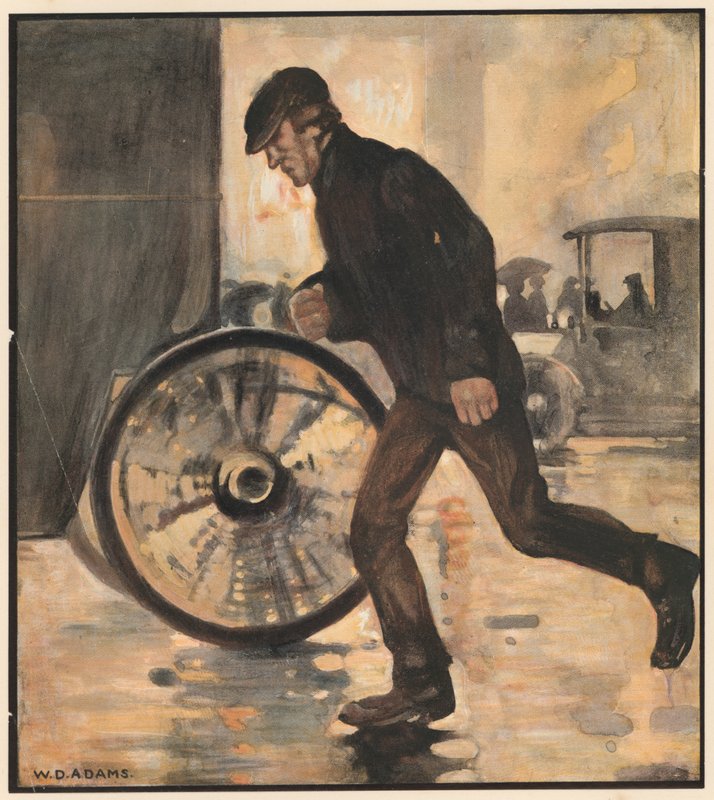 The Cab Runner, "The weary miles" (litografía en color) de William Dacres Adams