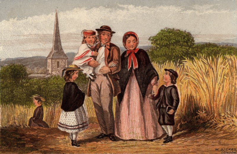 Domingo por la mañana: familia caminando de regreso de la iglesia (chromolitho) de William Dickes