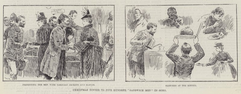 Cena de Navidad para quinientos hombres sándwich en Soho de William Douglas Almond