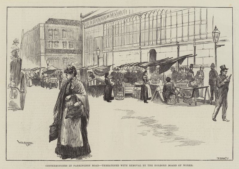 Vendedores ambulantes en Farringdon Road, amenazados con la remoción por la Junta de Obras de Holborn de William Douglas Almond