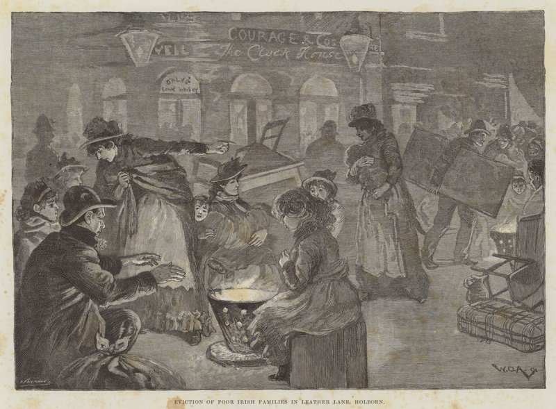 Desalojo de familias irlandesas pobres en Leather Lane, Holborn de William Douglas Almond