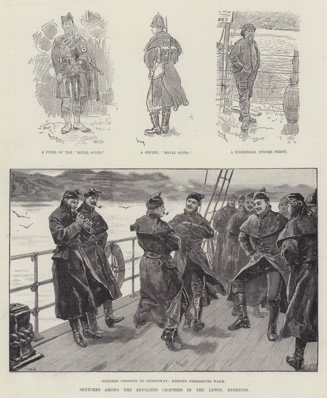 Bocetos entre los crofters sublevados en Lewis, Hébridas de William Douglas Almond