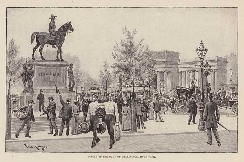 Estatua del Duque de Wellington, Hyde Park (grabado) de William Douglas Almond