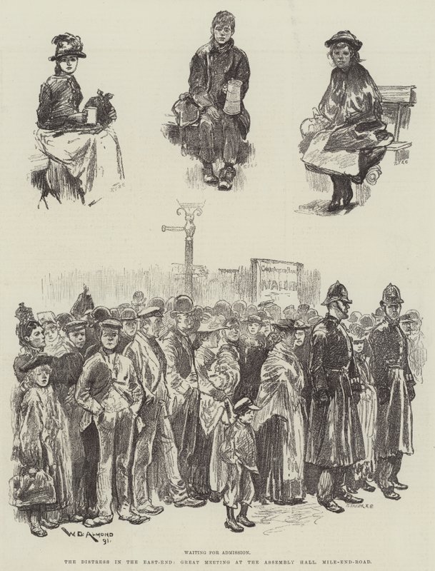 La angustia en el East-End, gran reunión en el Assembly Hall, Mile-End-Road de William Douglas Almond