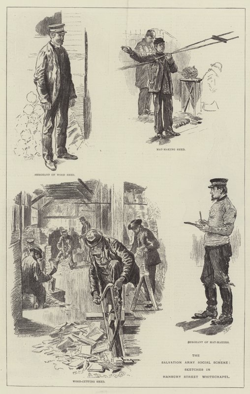 El esquema social del Ejército de Salvación, bocetos en Hanbury Street, Whitechapel de William Douglas Almond
