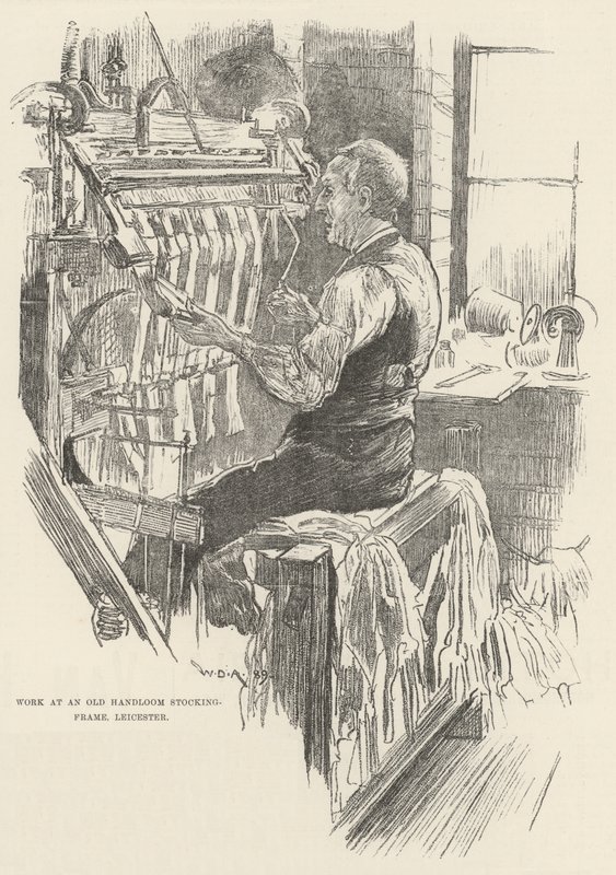 Trabajo en un viejo telar manual de calcetería, Leicester de William Douglas Almond