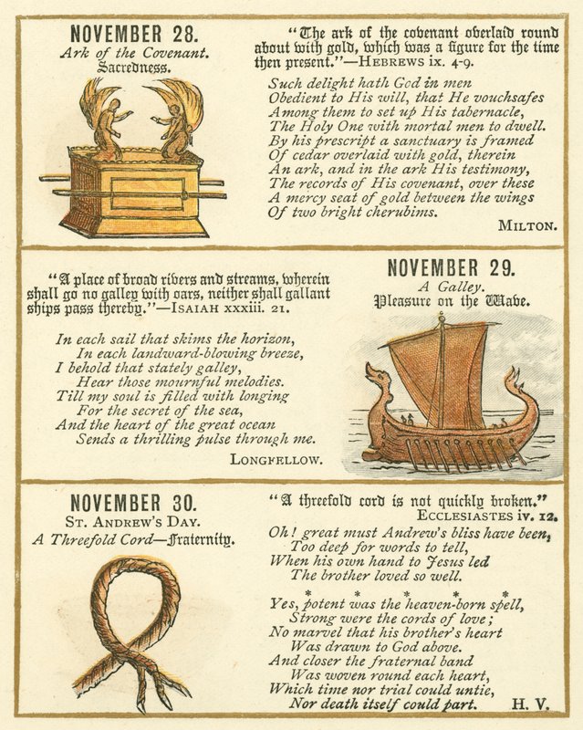 Página del libro del aniversario del emblema bíblico (litografía en color) de William Foster