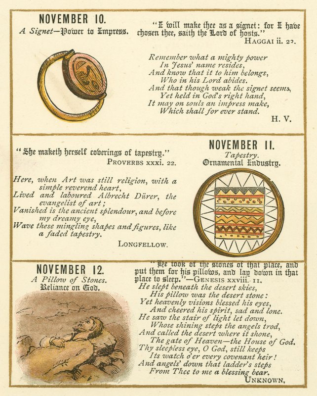 Página del libro del aniversario del emblema bíblico (litografía en color) de William Foster