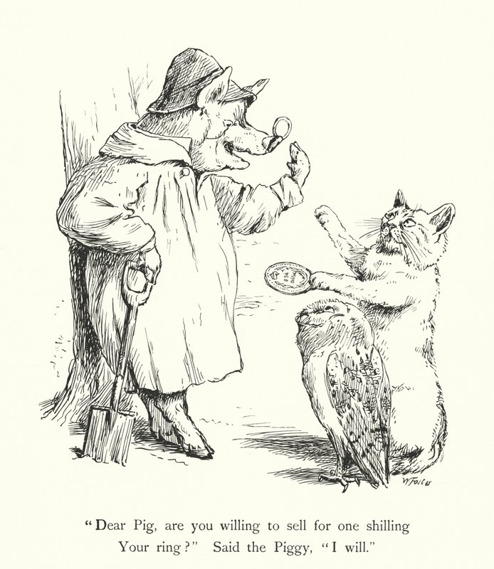 El búho y el gato (grabado) de William Foster