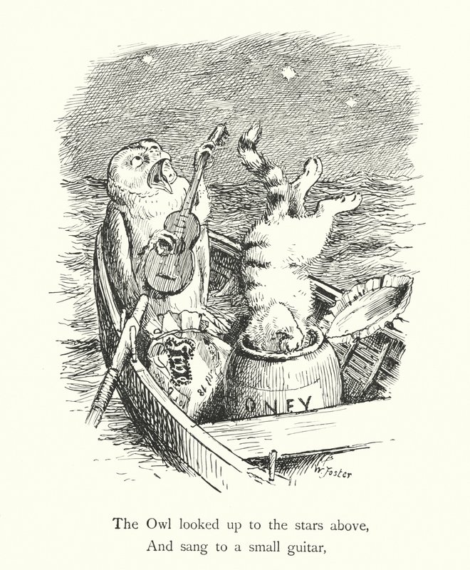 El búho y el gato (grabado) de William Foster