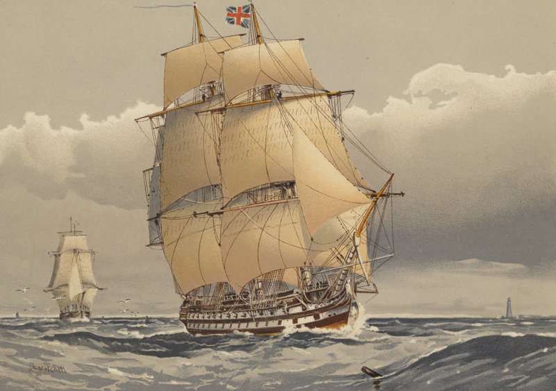 Navío de línea de 74 cañones, alrededor de 1794 de William Frederick Mitchell