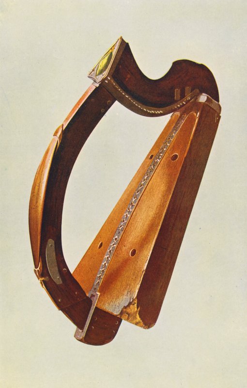 Instrumentos musicales: El arpa Lamont (litografía en color) de William Gibb