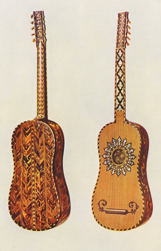 Instrumentos musicales: La guitarra Rizzio (litografía en color) de William Gibb