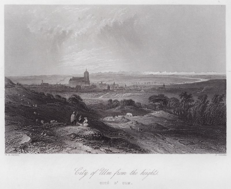 Ciudad de Ulm desde las alturas (grabado) de William H. Bartlett