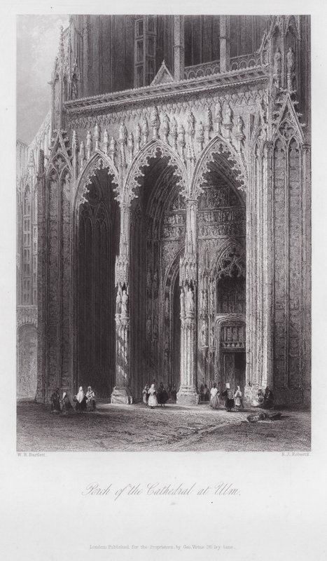 Pórtico de la Catedral de Ulm (grabado) de William H. Bartlett