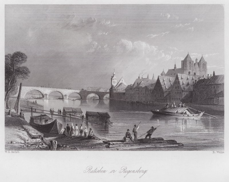 Ratisbona o Regensberg (grabado) de William H. Bartlett