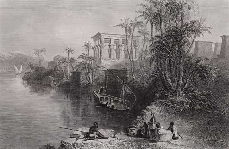 Escena en el río Nilo en Filé, sobre Siene de William H. Bartlett