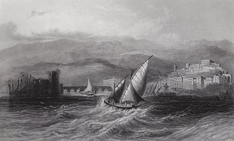 Sidón y el Monte Líbano, desde el mar (grabado) de William H. Bartlett