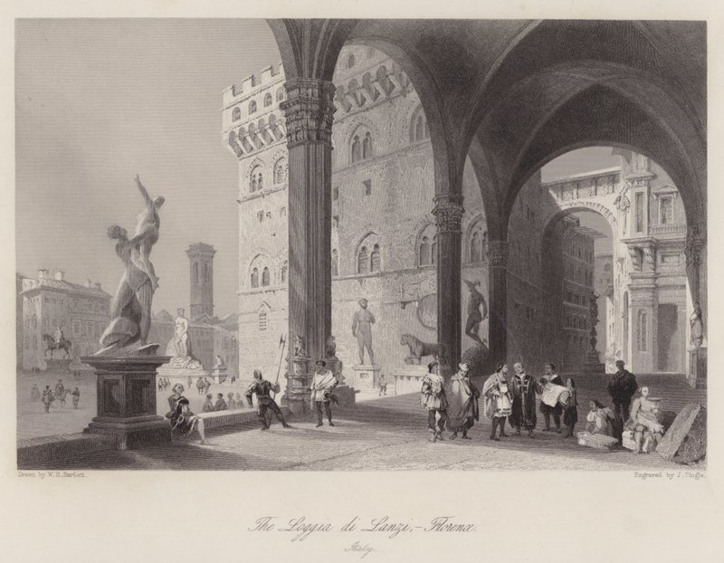 La Loggia di Lanzi, Florencia, Italia de William H. Bartlett