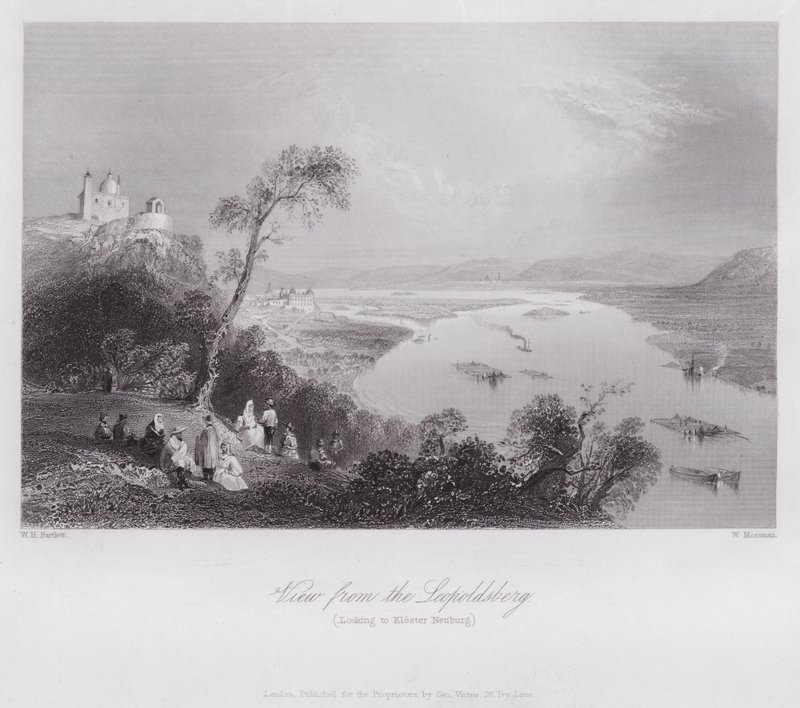 Vista desde el Leopoldsberg, mirando hacia Kloster Neuburg de William H. Bartlett
