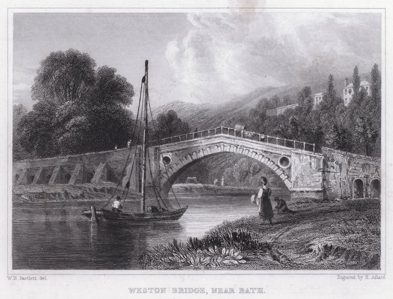 Puente Weston, cerca de Bath de William H. Bartlett