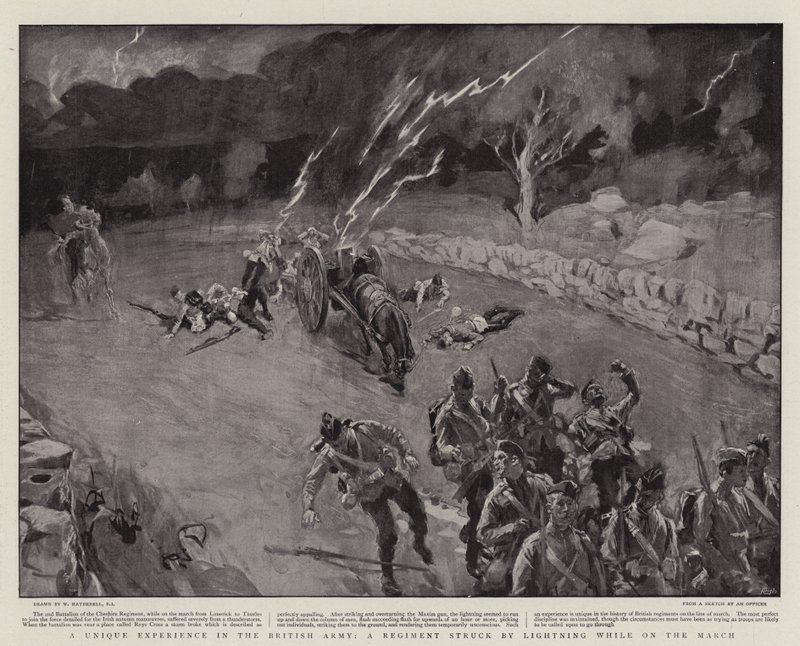Una experiencia única en el ejército británico, un regimiento alcanzado por un rayo mientras marchaba de William Hatherell