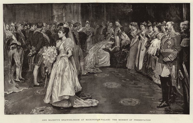 El salón de Su Majestad en el Palacio de Buckingham, el momento de la presentación de William Hatherell