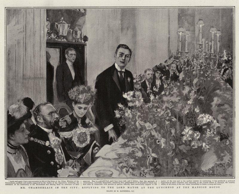 El Sr. Chamberlain en la Ciudad, respondiendo al Alcalde en el Almuerzo en la Mansion House de William Hatherell