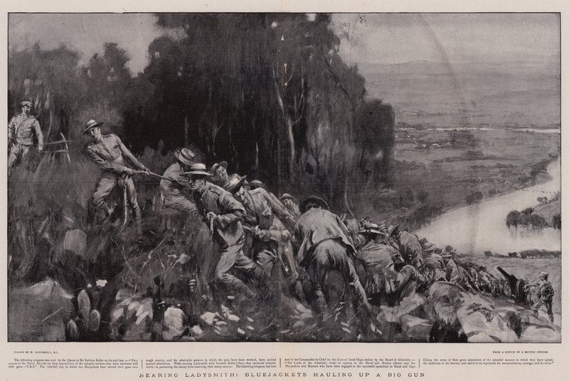 Acercándose a Ladysmith, Marineros Arrastrando un Gran Cañón de William Hatherell