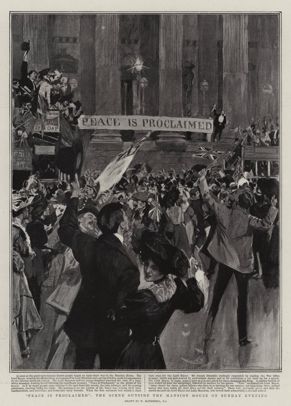 Se proclama la paz, la escena fuera de la Mansion House el domingo por la noche de William Hatherell
