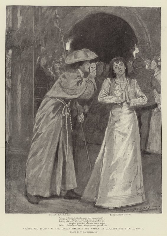 Romeo y Julieta en el Teatro Lyceum, la Máscara en la Casa de los Capuleto, Acto I, Escena V de William Hatherell