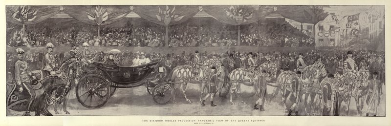 La Procesión del Jubileo de Diamante, Vista panorámica del Equipaje de la Reina de William Hatherell