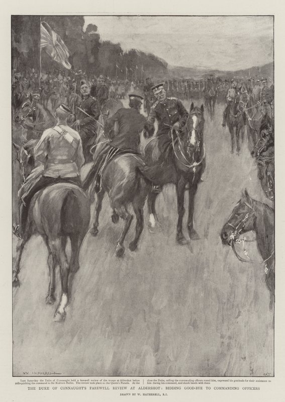 La despedida del Duque de Connaught en Aldershot, despidiéndose de los oficiales al mando de William Hatherell