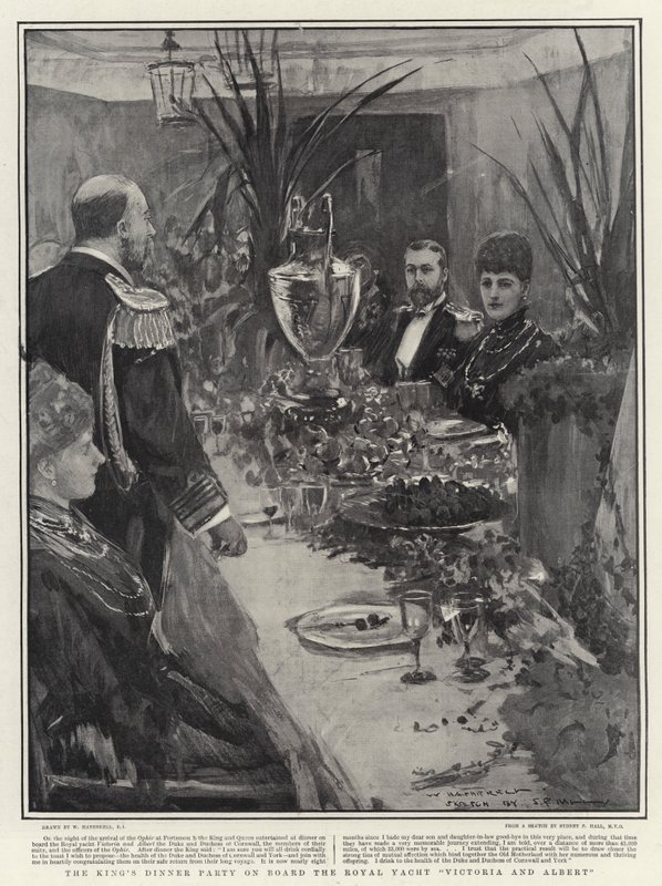 La Cena del Rey a bordo del Yate Real Victoria y Albert de William Hatherell