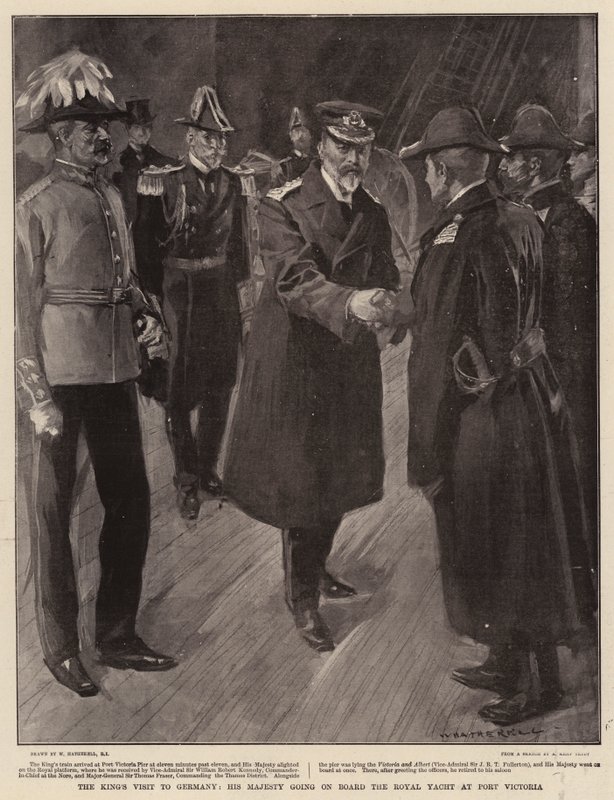 La visita del rey a Alemania, Su Majestad abordando el yate real en Port Victoria de William Hatherell